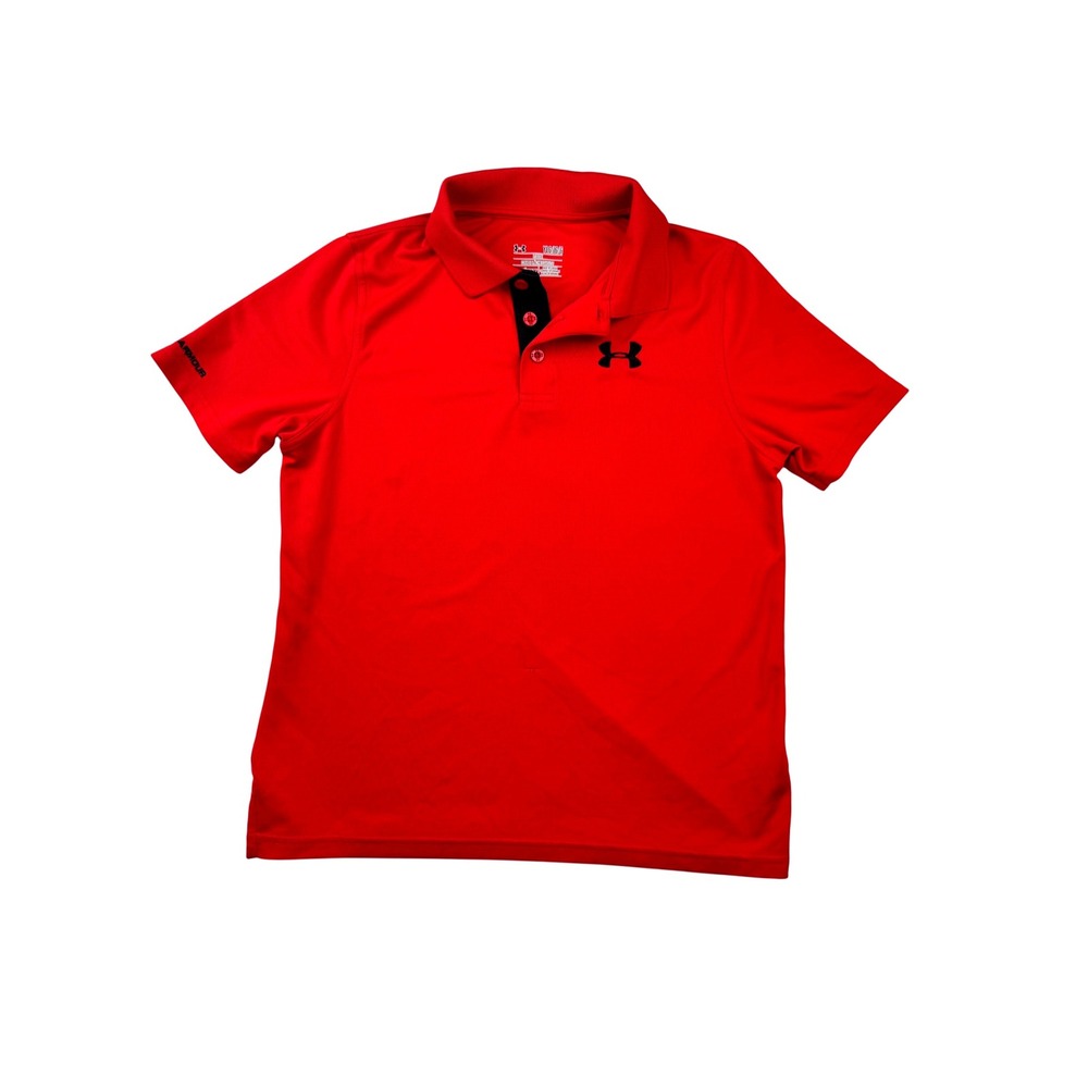 Under‎ Armour Youth Boys Red HeatGear Loose Fit Polo Shirt Size Youth Large